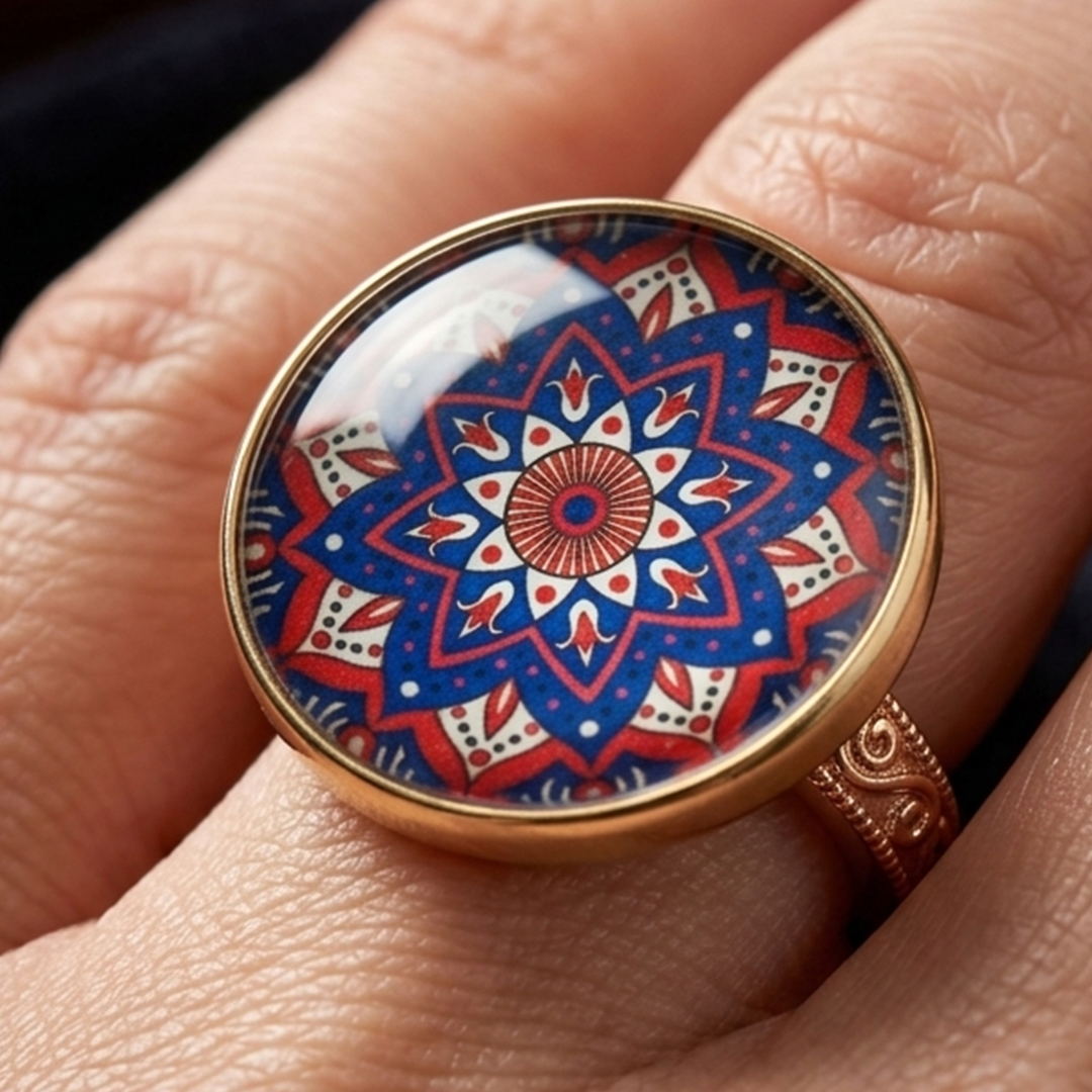 Elegant Mandala Ring – Bohemian Ethnic Statement Jewelry - Image 2