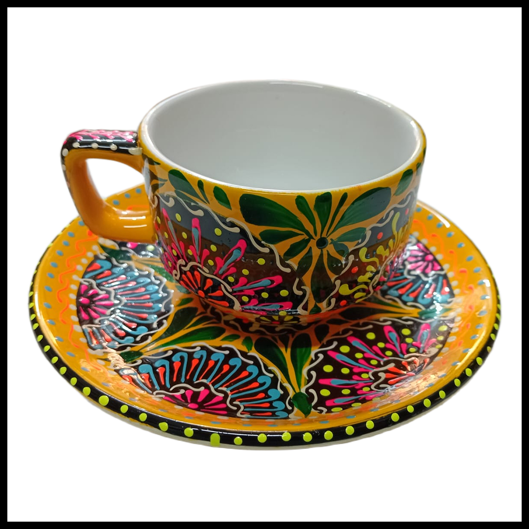 Hand-Painted Truck Art Tea Cup and Saucer Set