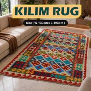 Handcrafted Traditional Kilim Rug Size ( W-130cm x L-193cm )