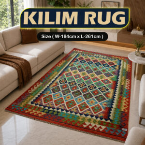 Handcrafted Traditional Kilim Rug Size ( W-184cm x L-261cm )
