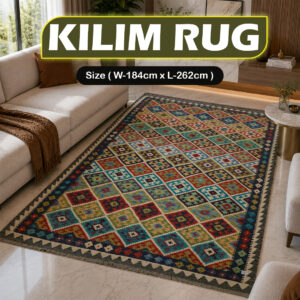 Handcrafted Traditional Kilim Rug Size ( W-184cm x L-262cm )