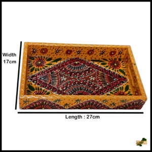 Handcrafted Bundi Decorative Serving Tray – Length: 27 cm × Width: 17 cm