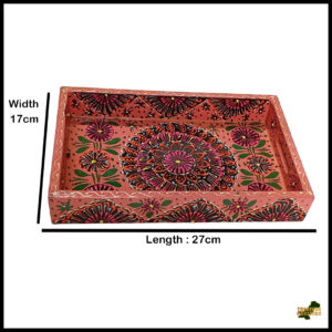 Handcrafted Bundi Decorative Serving Tray – Length: 27 cm × Width: 17 cm