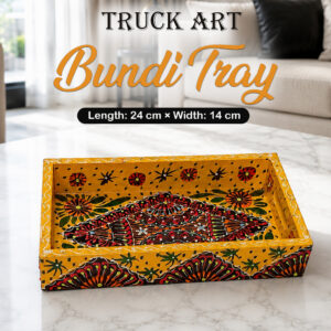 Handcrafted Bundi Decorative Serving Tray – Length: 24 cm × Width: 14 cm