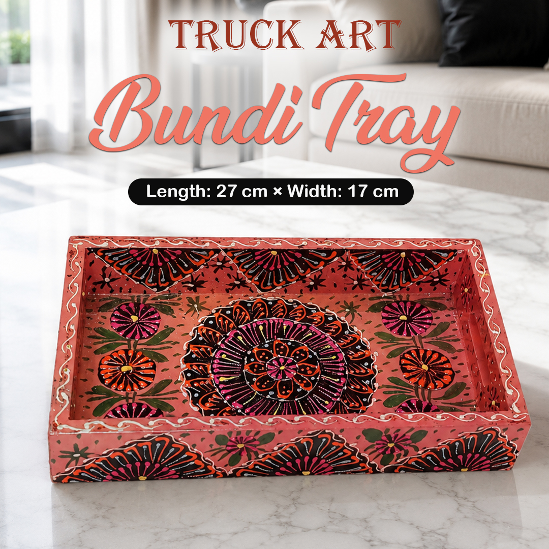 Handcrafted Bundi Decorative Serving Tray – Length: 27 cm × Width: 17 cm