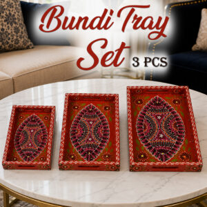 Handcrafted 3-Piece Bundi Tray Set – Decorative Serving & Display Trays