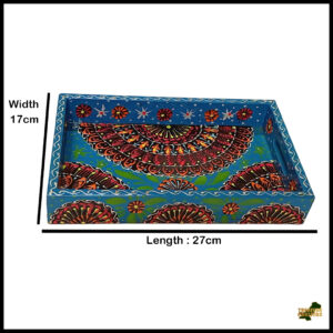Handcrafted Bundi Decorative Serving Tray – Length: 27 cm × Width: 17 cm