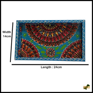 Handcrafted Bundi Decorative Serving Tray – Length: 24 cm × Width: 14 cm