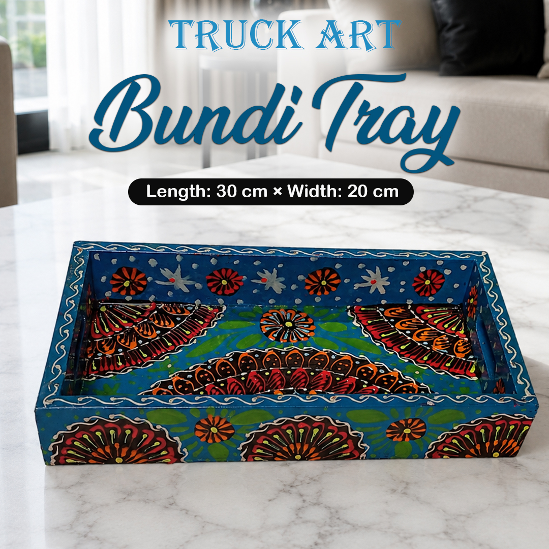Handcrafted Bundi Decorative Serving Tray – Length: 30 cm × Width: 20 cm