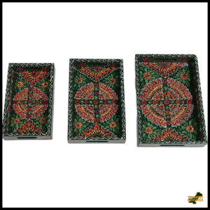 Handcrafted 3-Piece Bundi Tray Set – Decorative Serving & Display Trays