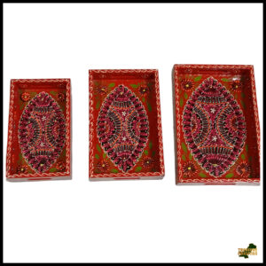 Handcrafted 3-Piece Bundi Tray Set – Decorative Serving & Display Trays