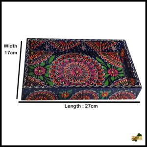 Handcrafted Bundi Decorative Serving Tray – Length: 27 cm × Width: 17 cm