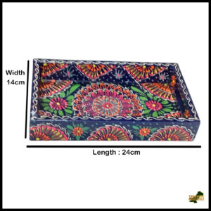 Handcrafted Bundi Decorative Serving Tray – Length: 24 cm × Width: 14 cm