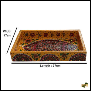 Handcrafted Bundi Decorative Serving Tray – Length: 27 cm × Width: 17 cm