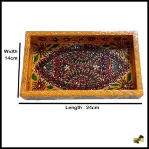Handcrafted Bundi Decorative Serving Tray – Length: 24 cm × Width: 14 cm