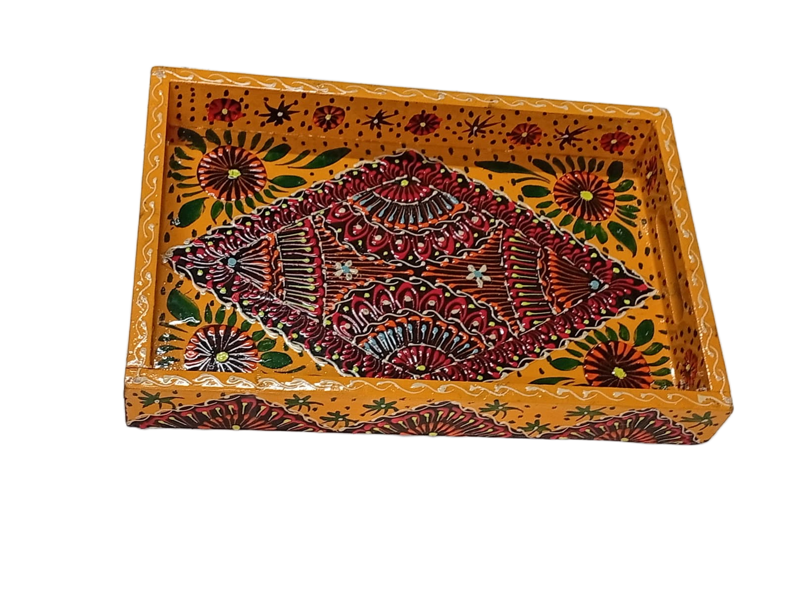 Handcrafted Bundi Decorative Serving Tray – Length: 30 cm × Width: 20 cm - Image 4