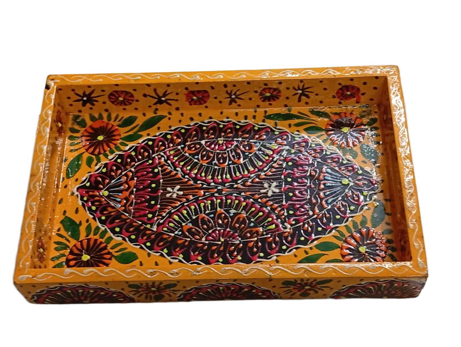 Handcrafted Bundi Decorative Serving Tray – Length: 30 cm × Width: 20 cm - Image 8