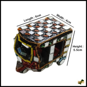 Decorative Mirror Work Rickshaw (L-6cm, W-4cm, H-5.5cm)