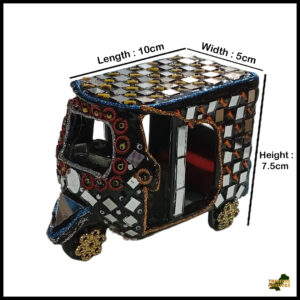 Decorative Mirror Work Rickshaw (L-10cm, W-5cm, H-7.5cm)