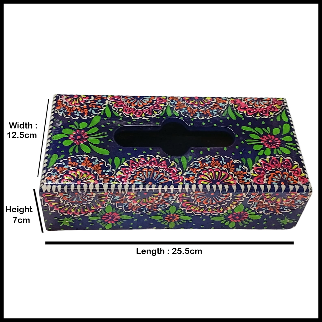 Truck Art Hand-Painted Tissue Box Size (L-25.5cm, W-12.5cm, H-7cm) - Image 3