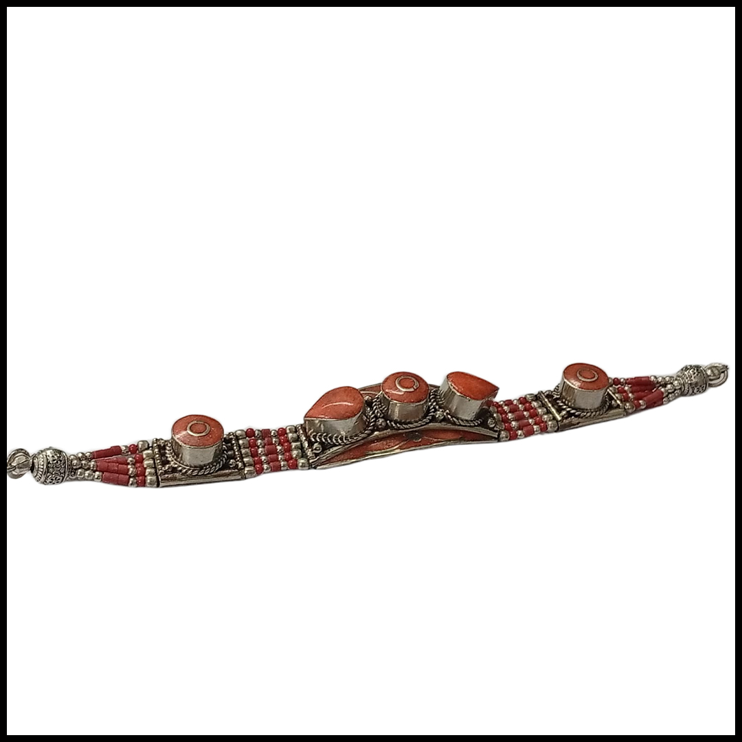 Ethnic Tribal Bracelet with Stones – Handmade Statement Jewelry - Image 3