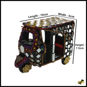 Decorative Mirror Work Rickshaw (L-10cm, W-5cm, H-7.5cm)