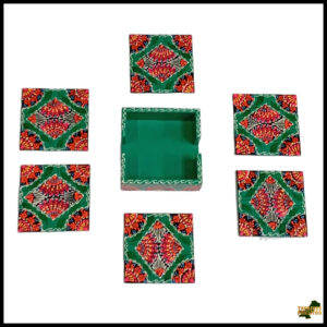 Truck Art Tea Coaster Set of 6 with Holder – Handmade Traditional Pakistani Design