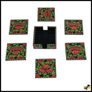 Truck Art Tea Coaster Set of 6 with Holder – Handmade Traditional Pakistani Design