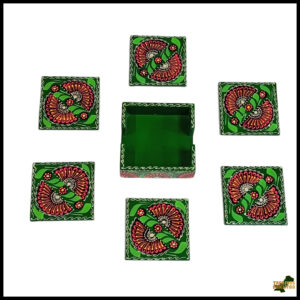 Truck Art Tea Coaster Set of 6 with Holder – Handmade Traditional Pakistani Design