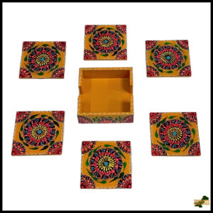 Truck Art Tea Coaster Set of 6 with Holder – Handmade Traditional Pakistani Design