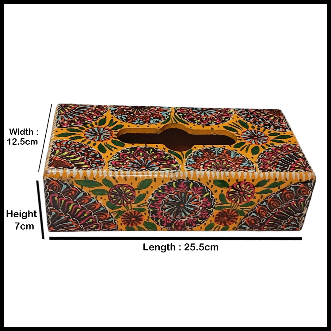 Truck Art Hand-Painted Tissue Box Size (L-25.5cm, W-12.5cm, H-7cm) - Image 3