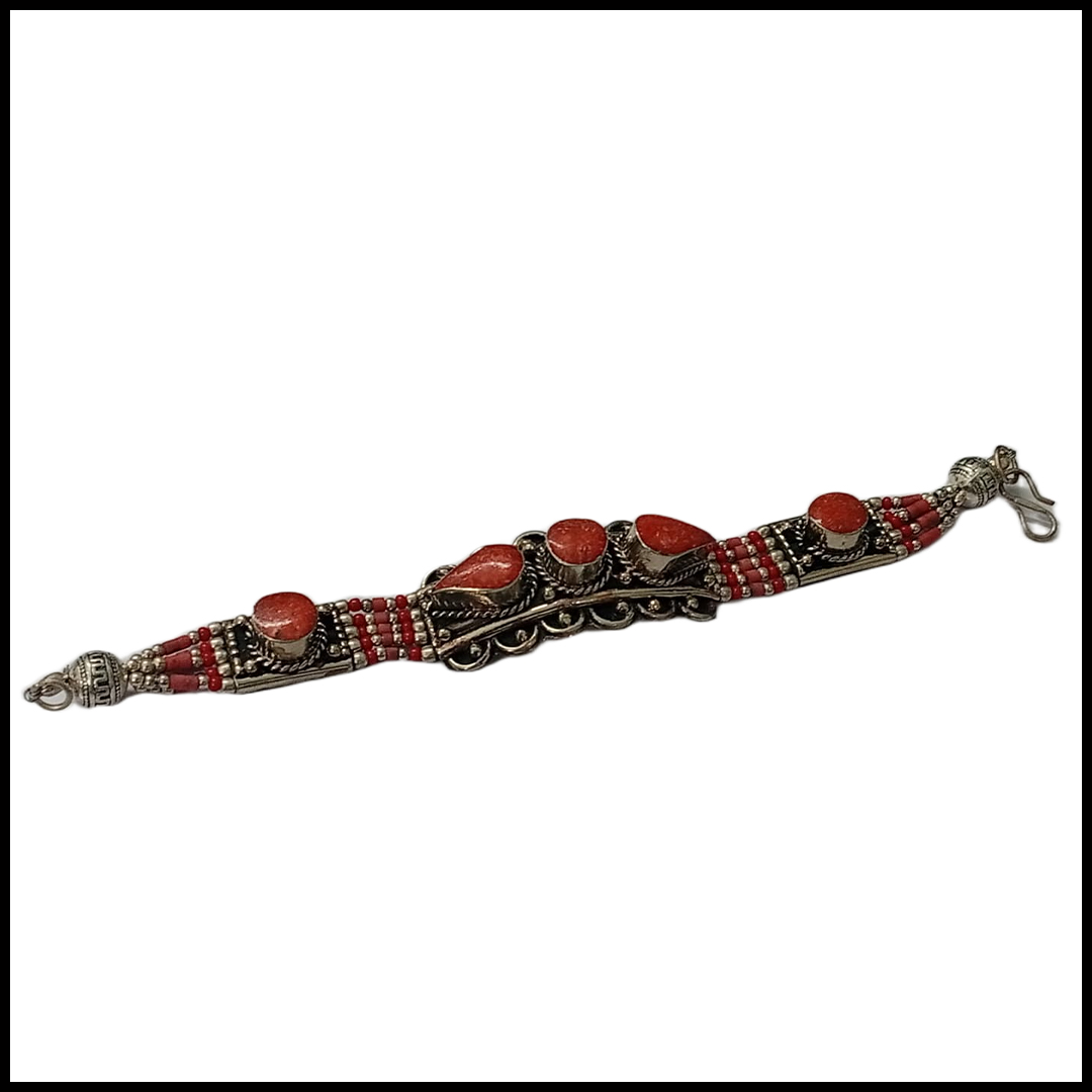 Ethnic Tribal Bracelet with Stones – Handmade Statement Jewelry - Image 3