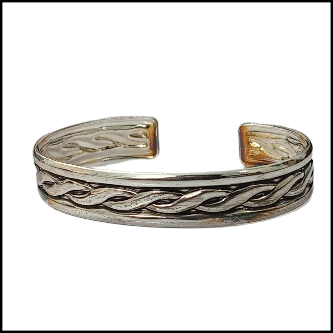 Traditional Handcrafted Floral Engraved Metal Cuff Bracelet - Image 3