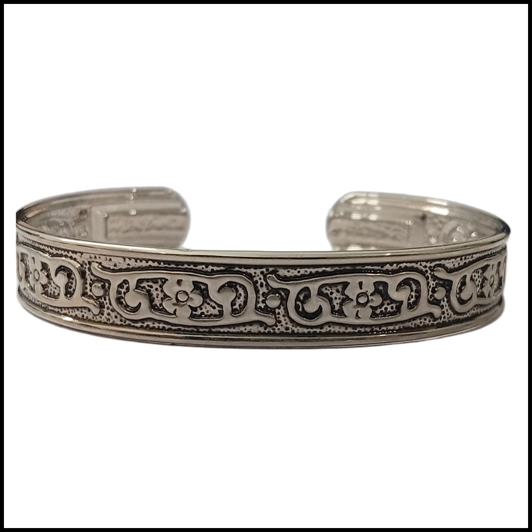 Traditional Handcrafted Floral Engraved Metal Cuff Bracelet - Image 3
