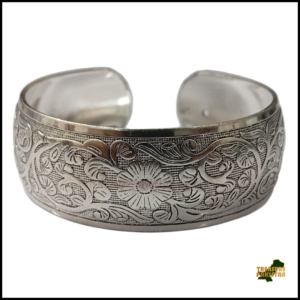 Traditional Handcrafted Floral Engraved Metal Cuff Bracelet