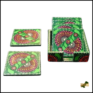 Truck Art Tea Coaster Set of 6 with Holder – Handmade Traditional Pakistani Design