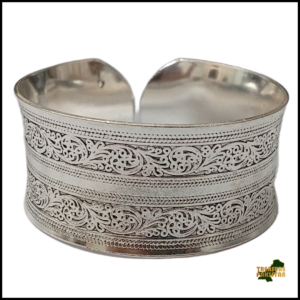 Traditional Handcrafted Floral Engraved Metal Cuff Bracelet