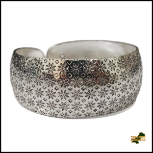 Traditional Handcrafted Floral Engraved Metal Cuff Bracelet