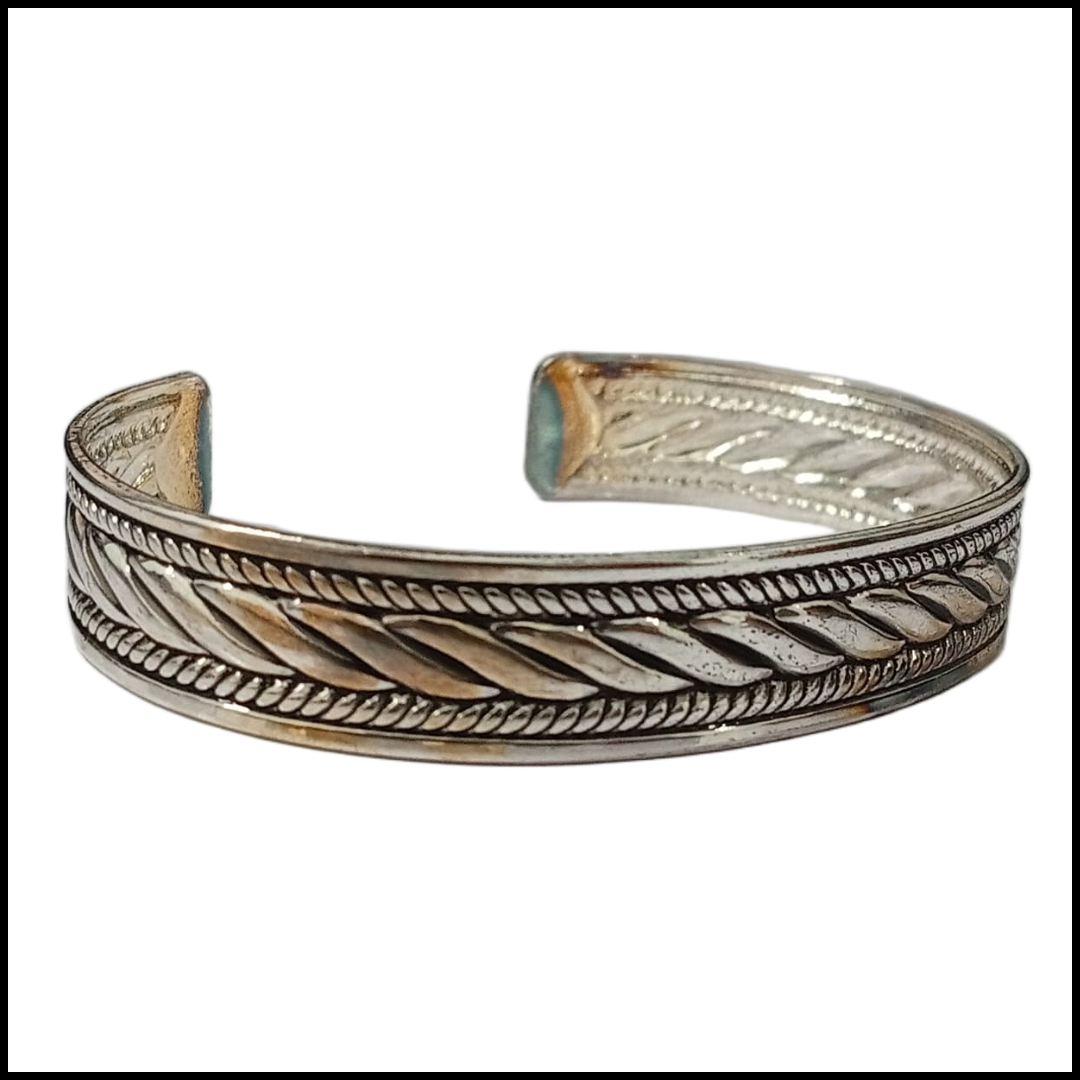 Traditional Handcrafted Floral Engraved Metal Cuff Bracelet - Image 3