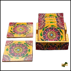 Truck Art Tea Coaster Set of 6 with Holder – Handmade Traditional Pakistani Design