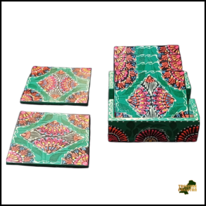 Truck Art Tea Coaster Set of 6 with Holder – Handmade Traditional Pakistani Design