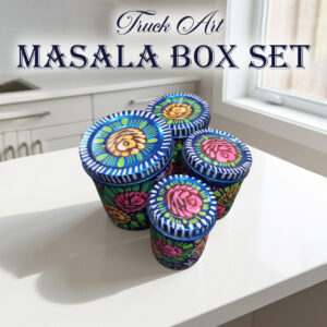 Truck Art Masala Box Set – Vibrant Pakistani Handmade Spice Storage Traditional Decorative Kitchen Organizer Inspired by Pakistani Folk Art Unique Christmas Gift for Home Cooks and Kitchen Decoration Lovers