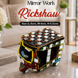 Decorative Mirror Work Rickshaw (L-6cm, W-4cm, H-5.5cm)