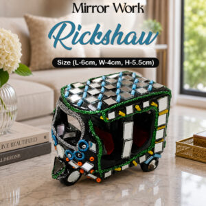 Decorative Mirror Work Rickshaw (L-6cm, W-4cm, H-5.5cm)