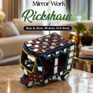 Decorative Mirror Work Rickshaw (L-6cm, W-4cm, H-5.5cm)