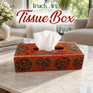Truck Art Hand-Painted Tissue Box Size (L-25.5cm, W-12.5cm, H-7cm)
