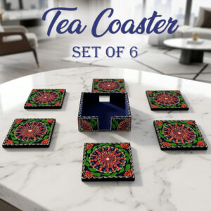 Truck Art Tea Coaster Set of 6 with Holder – Handmade Traditional Pakistani Design