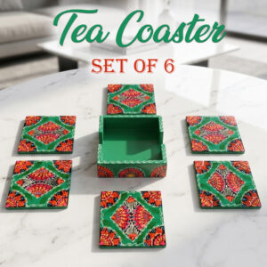 Truck Art Tea Coaster Set of 6 with Holder – Handmade Traditional Pakistani Design
