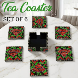 Truck Art Tea Coaster Set of 6 with Holder – Handmade Traditional Pakistani Design