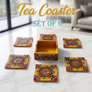 Truck Art Tea Coaster Set of 6 with Holder – Handmade Traditional Pakistani Design